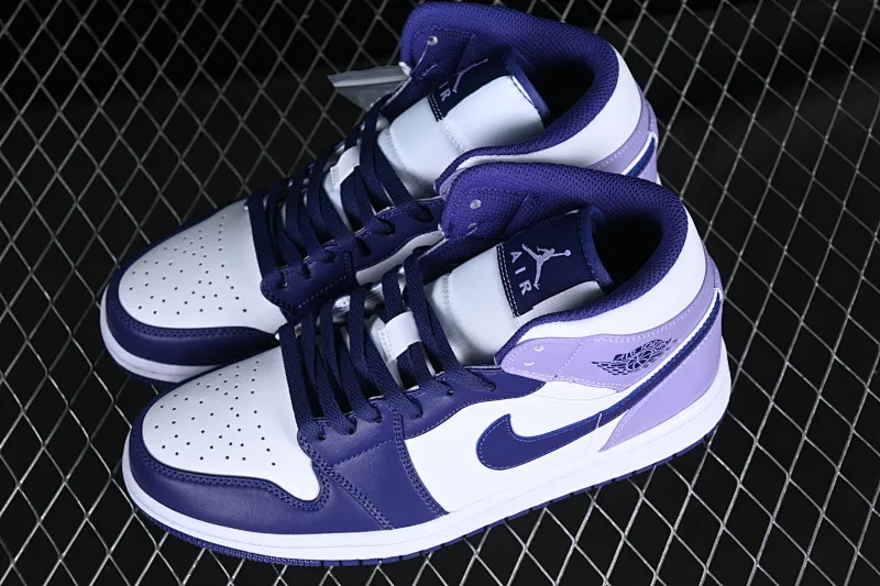 All categories Air Jordan Jordan series basketball shoes Air Jordan 1 Mid Air Jordan 1 Mid AJ1 Joe 1 white and purple mid-top cultural and casual sneakers DQ8426-515